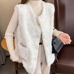 /신상오픈런 털조끼 무스탕 슬림핏 라운드넥 덤블 뽀글이