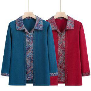 빅사이즈 할머니봄옷 카라티 80대 엄마 하객룩 얇은 긴팔옷