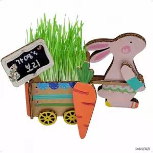 어린이용 토끼 수레 보리새싹 키우기 DIY 식물 재배 미니 종이 화분 교육 교구