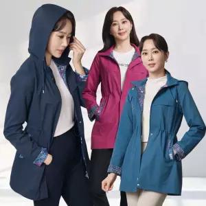 빅사이즈 엄마옷 중년여성 체크 플라워 후드 자켓 야상 점퍼 바람막이 봄 가을 마담 60대 50대 할머니옷