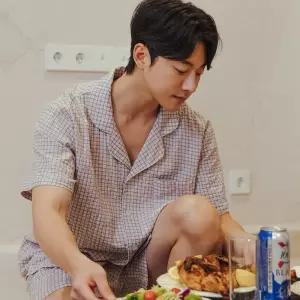 [이너쿠키]이너쿠키 면 레이온 여름 남자 반팔 잠옷 홈웨어 세트 IMHS4233