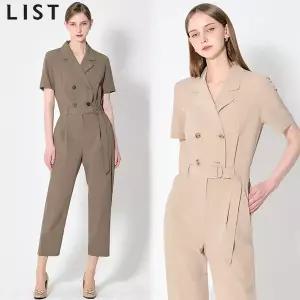 [리스트(LIST)] 벨티드 더블 버튼 점프수트 (택가격: 298000원)