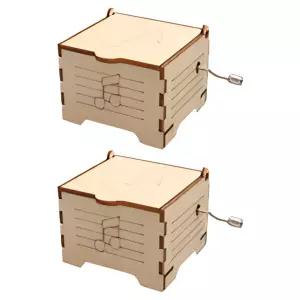 리브온 창의력 STEAM 목재 만들기 수동 오르골 9.5 x 6.5 x 4.5 cm, 혼합색상, 2개