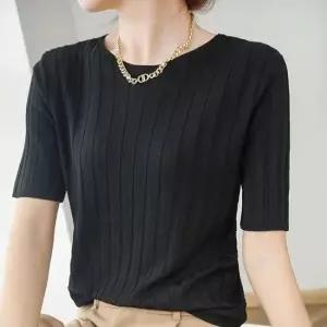 빅 골지 얇은 반팔 니트 LM-0592 여성반폴라니트 니트 반폴라 여성니트 여성목폴라티