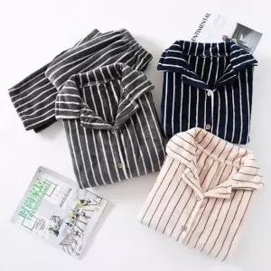 스트라이프 밍크극세사 커플 수면 잠옷 세트 수면잠옷 수면잠옷세트 커플잠옷