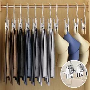 다용도 외집게 옷걸이 스텐 1단 집게 논슬립 초강력 홀딩 바지 치마 모자 소품 걸이 10P 2컬러