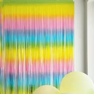 무지개 파티커튼 레인보우 마카롱 알록달록 은박커튼 어린이날 생일파티 벽장식