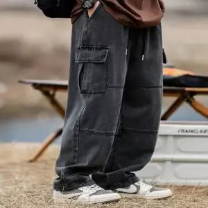 고품질 남성 빈티지 워싱카고 남성데님팬츠 밴당 건빵 청바지 (WFICGJZ)