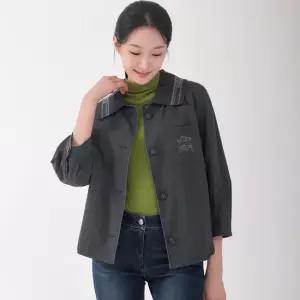 [지센] 니트카라 집업 숏 코트 LCCAO923_DE