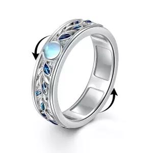 VONALA Moonstone 피젯 불안 반지 925 스털링 실버 리프 링 여성용 걱정 덩굴 스피너 반지 스트레스 방지