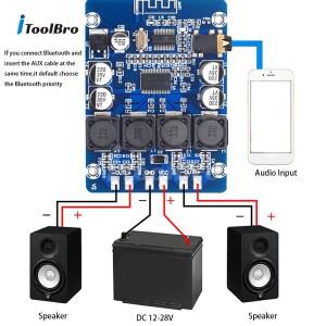 미니 블루투스 사운드 앰프 보드  자동차 노래방 스마트 홈 시어터 서브우퍼용  오디오 파워 DC 12-28V  TP
