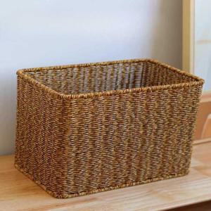 사각 틈새 라탄 수납바구니 얇은 소품 바스켓 뚜껑 책장