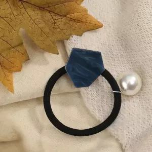 엔젤슈슈 방울 진주 자개 머리끈 블루 검정 고무줄 방울큐빅머리끈 방울큐빅슈슈