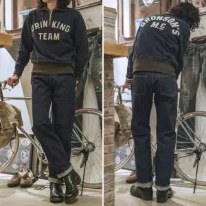 브론슨 논스탁 남자 청바지 인디고 생지 셀비지 데님팬츠