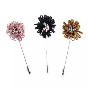 BOU24015 리본플라워 부토니에 웨딩 정장핀 꽃장식 예복악세 포인트핀 장식핀 셔츠핀 리본핀