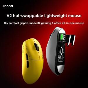 인코트 G23V2 프로 와다 무선 듀얼 모드 마우스 PAW3395 게이밍 경량 긴 배터리 수명 PC 커스텀