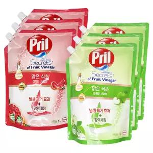 프릴 맑은 식초 주방세제 리필 1L x3개 자몽향 사과향