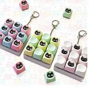 [셀러허브 가전][보리심] 적용 고양이 투톤컬러 키캡 키링 9구 키보드 클리커 딸깔이 R1000 (46129438)