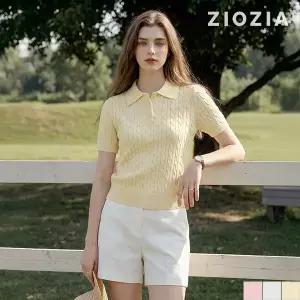 [지오지아 여성] 여성 데일리 티에리 카라 니트 티셔츠 (AFE2ET2102)