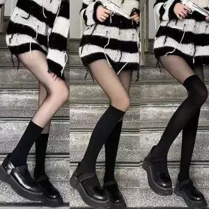 하쿠마 니삭스 블랙 시스루 착시 팬티스타킹