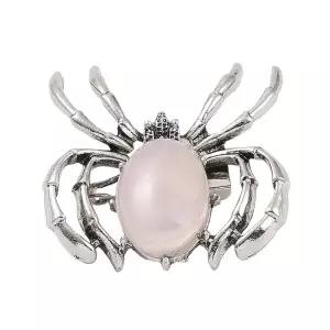 180626 Ipotkitt 20피스 앤티크 실버 및 핑크 천연 원석 거미 브로치 할로윈 곤충 동물 핀 DIY 공예 드레스