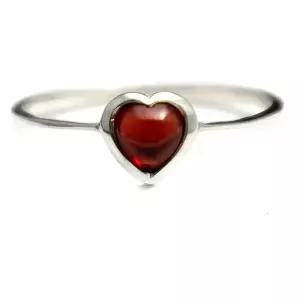 198099 COSUMOSU 여성용 레드 하트 가넷 원석 반지 925 스털링 실버, 순은,