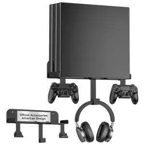 196886 Wall Mount for PS4 Pro with Detachable 2 Controller Holder  Headphone Hanger Metal Stand Kit