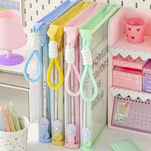 손잡이 문서 화일 방수 휴대용 투명 클리어 지퍼 화일 정리 사무용 서류함 사무실 학용품 수납함 정리함