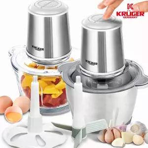 2L 대용량 멀티 전동 다지기 초퍼 유리 + 스텐볼 야채 고기 마늘 양념 분쇄기 거품기 박피기 쵸퍼 믹서기