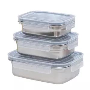 가볍고 튼튼한 스텐 밀폐용기 3종/전자렌지용기 반찬통 보관용기 냉장용기 냉동실용기 스텐통