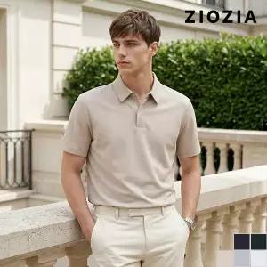 [지오지아] 루즈핏 오픈카라 반팔 티셔츠 (AAE2TT1102)