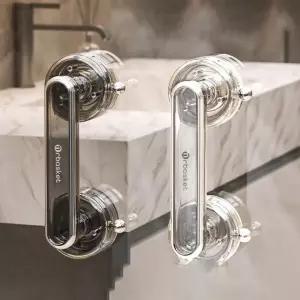 문손잡이 무타공 흡착식 유리문 손잡이 투명 교체용 다용도