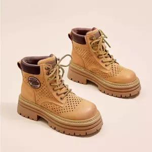 여성용 분홍 트렌디 아이템 신발 워커힐 아웃도어 펀칭워커 봄여름 통기성 속굽 통굽 부츠 MN 슈슈2 HT5