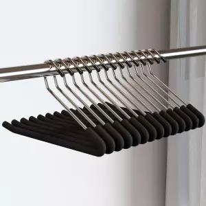 SLMT 바지 옷걸이 오픈 청바지 슬랙스용 헤비 듀티 금속 10팩 종료 미끄럼 방지 스펀지 패딩 주름 없음