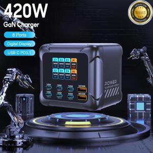 Ubigbuy 420W GaN 충전기 PPS PD3.1 USB 타입 C 디지털 디스플레이 고속 스테이션 맥북 아이폰 17 삼성용