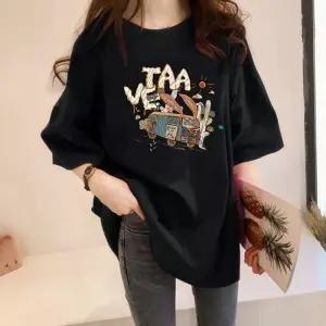 프린팅 반팔 여성 티셔츠 박스티 오버핏 롱티 t-08-j