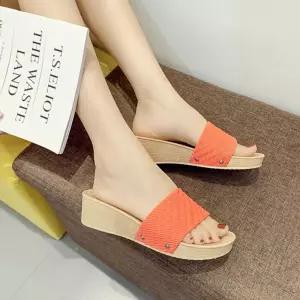 심플 여성 여름 가볍고 푹신한 라탄 슬리퍼 PVC 3컬러