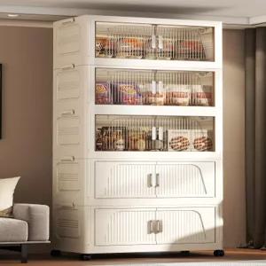 양문형 가정용 서랍장 5단 투명 이동식 옷 접이식 상자 사물함 수납장 함