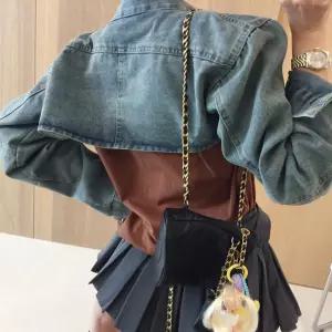 더블탭 투 벨티드 차이나카라 워싱 볼레로 크롭 데님 숏 청자켓