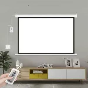 100인치 전동스크린 족자형 이동식 리모컨 대형 빔프로젝터 영화관 자동 상하승강