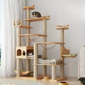 원목 대형캣타워 숨숨집 가구 투명해먹 스크래쳐 캣타워
