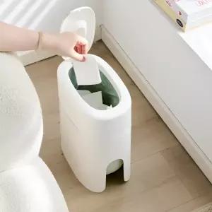 원터치 휴지통 화장실 틈새 방 안방 슬림 인테리어 욕실 거실 터치 쓰레기통 종량제 10L