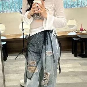 여자 여름 트렌디룩 시스루 쉬폰 레이어드 랩 스커트