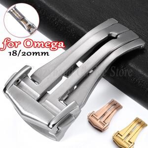 304L 무광택 디플로이먼트 버클 18mm 20mm 오메가 호환용 고무 가죽 시계줄 스트랩 블랙 로즈골드 스테인리