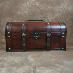 나무 보물 상자 보관함 장난감 보석함 해적 자물쇠 장신