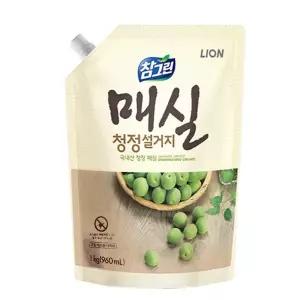 라이온 참그린 매실 청정설거지 1kg 리필 주방세제