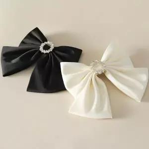 여자 큐빅 새틴리본 자동핀 빅사이즈 머리핀 헤어핀