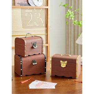 엔틱 현금박스 나무 돈상자 지폐 안전상자 자물쇠 금고 용돈박스 저금통 소형 빈티지