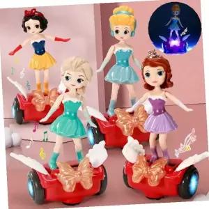 자동주행 음악 댄스 인형 탑승 전동차 LED 조명 공주 피규어 여아 실내놀이