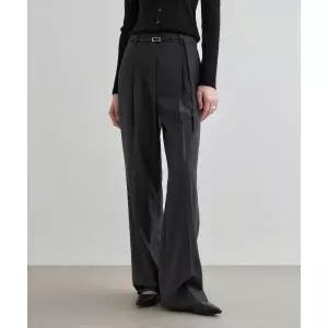 매장정품 몽돌 MONGDOL [벨트 SET] 스트라이프 원 턱 와이드 슬랙스 차콜 MDPT025STCHARCOAL 244372